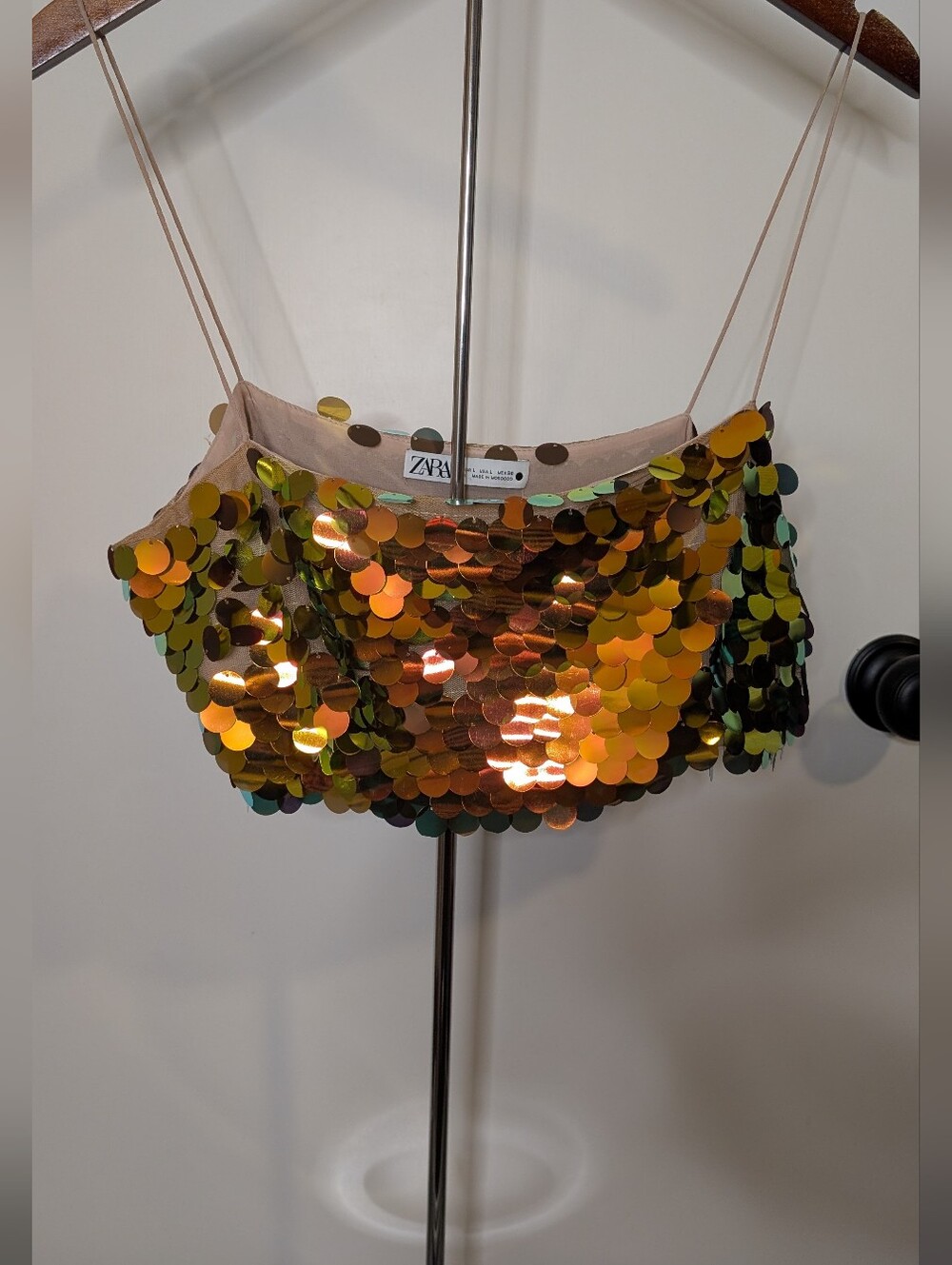 ZARA WOMAN SEQUINNED CROP TOP